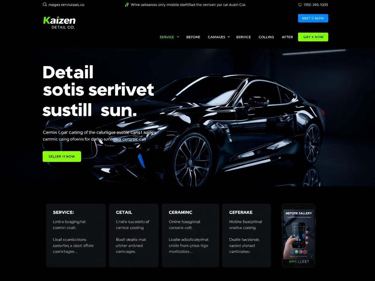 Kaizen Detail Co. — website mockup designed by Layus Techy