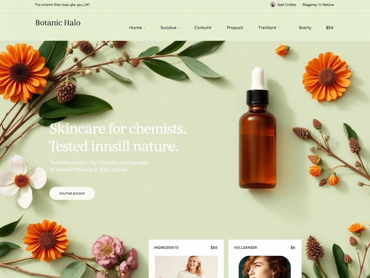 Botanic Halo — website mockup designed by Layus Techy