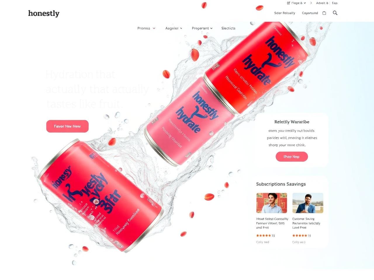 Honestly Hydrate — website mockup designed by Layus Techy