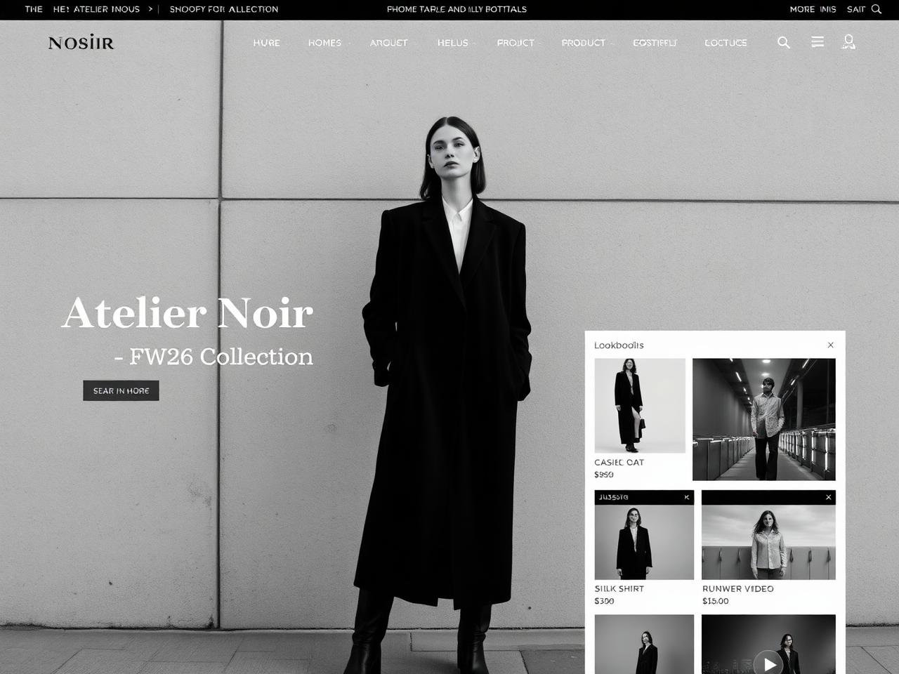 Atelier Noir — website mockup designed by Layus Techy