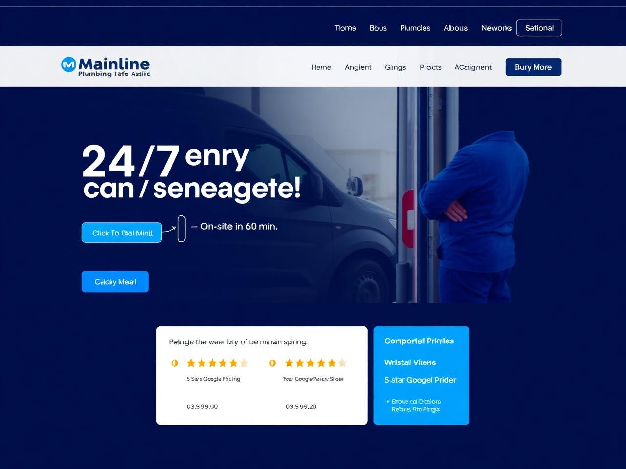 Mainline Plumbing — website mockup designed by Layus Techy