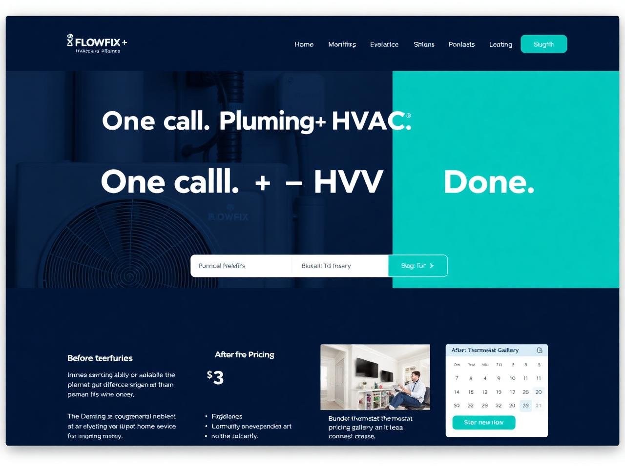 FlowFix HVAC+ — website mockup designed by Layus Techy
