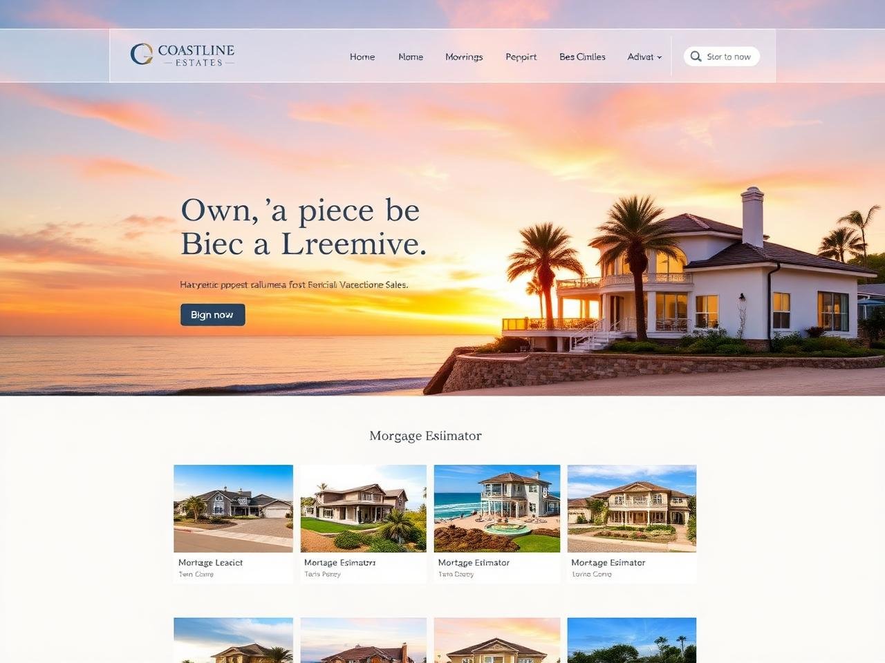 Coastline Estates — website mockup designed by Layus Techy