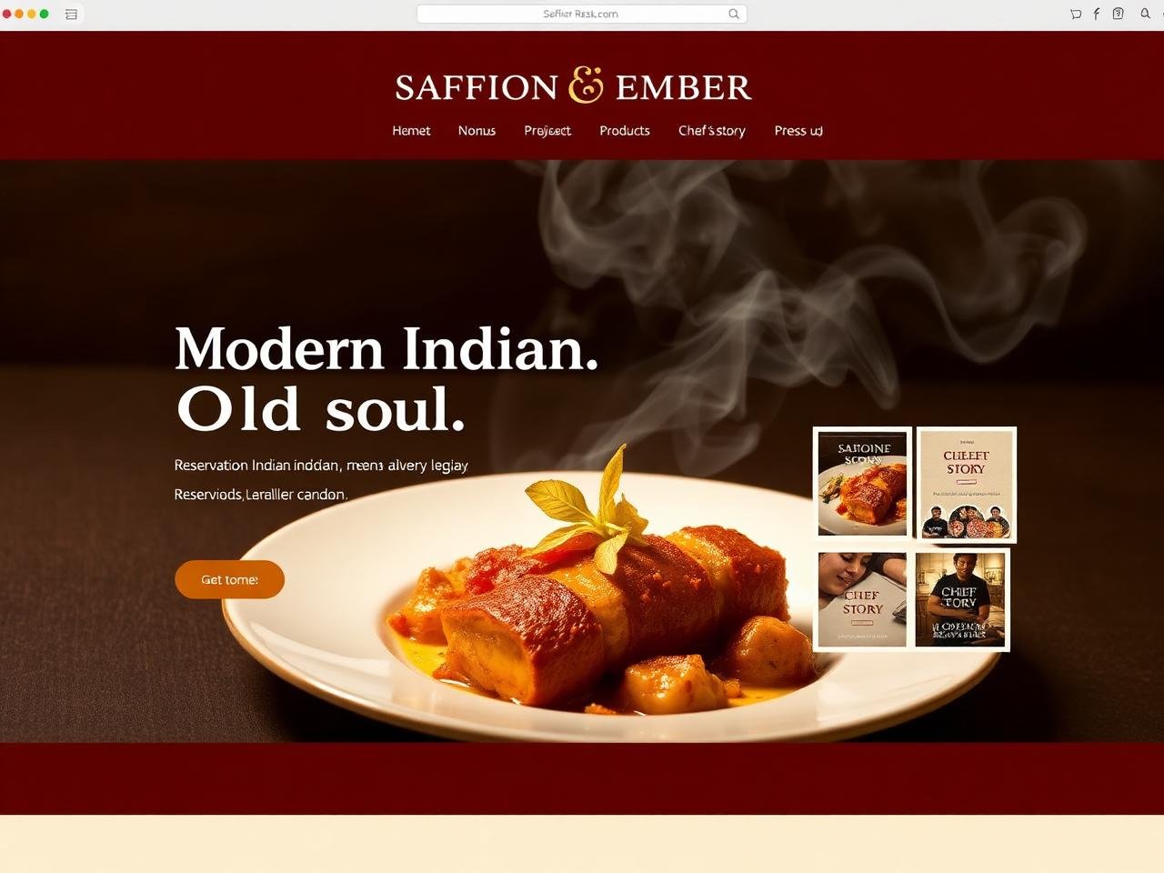 Saffron & Ember — website mockup designed by Layus Techy