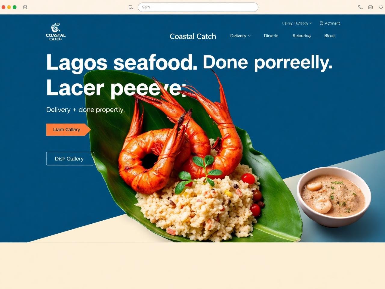 Coastal Catch — website mockup designed by Layus Techy