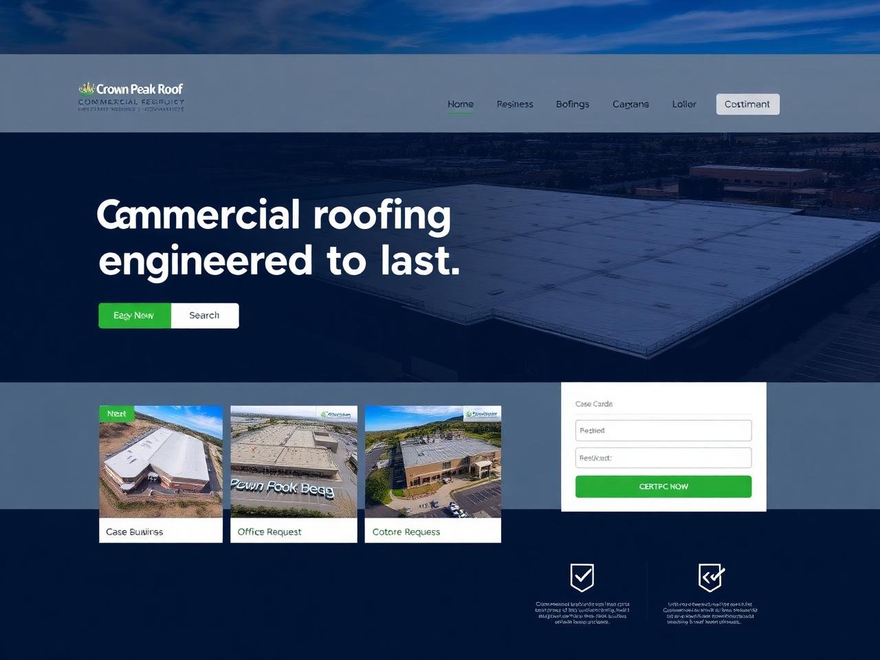 Crown Peak Roof — website mockup designed by Layus Techy